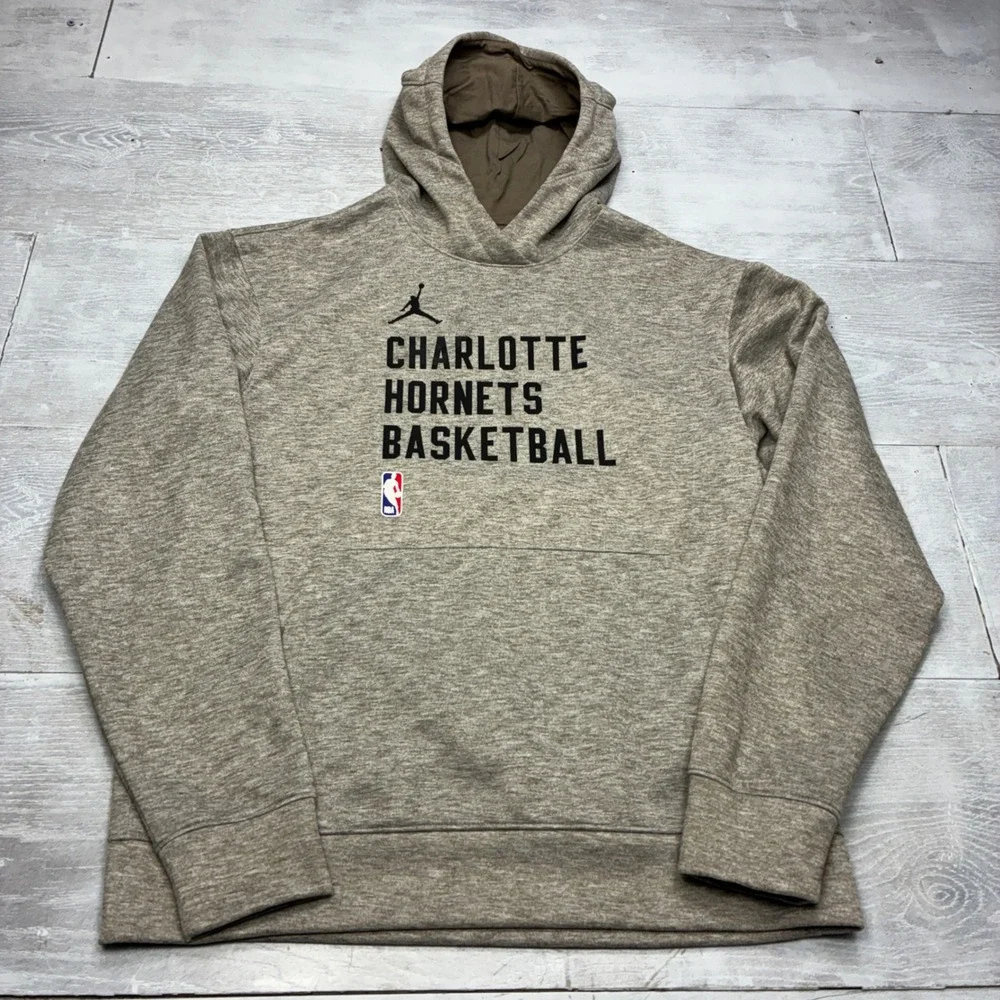 Jordan Charlotte Hornets NBA Hoodie Mens M Brown Dri-FIT Spotlight Engineered